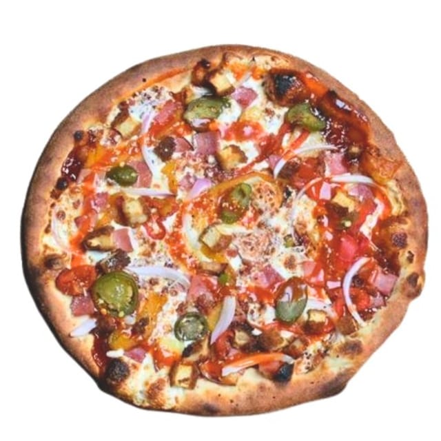 Rick's Hog and Chicken Pizza.