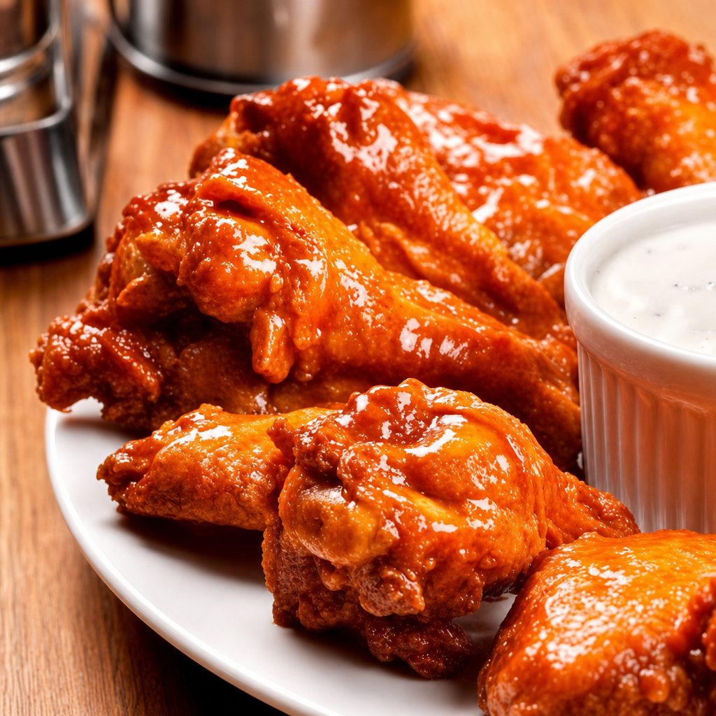 Wood Fired and Flash Fried Wings.