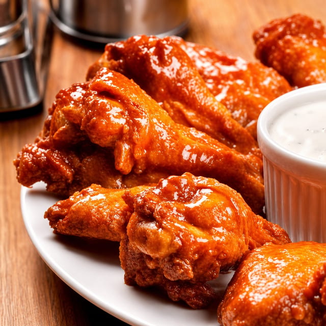 Wood Fired and Flash Fried Wings.
