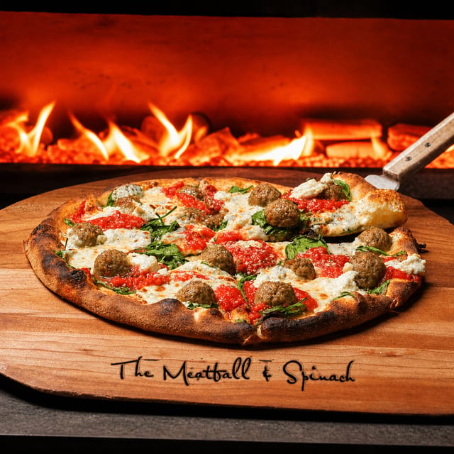 The Meatball Spinach Pizza.
